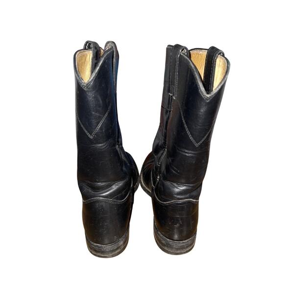 Vintage Justin Roper Style Cowboy Cowgirl Western Boots Diamond J Black Size 6 - Picture 3 of 6